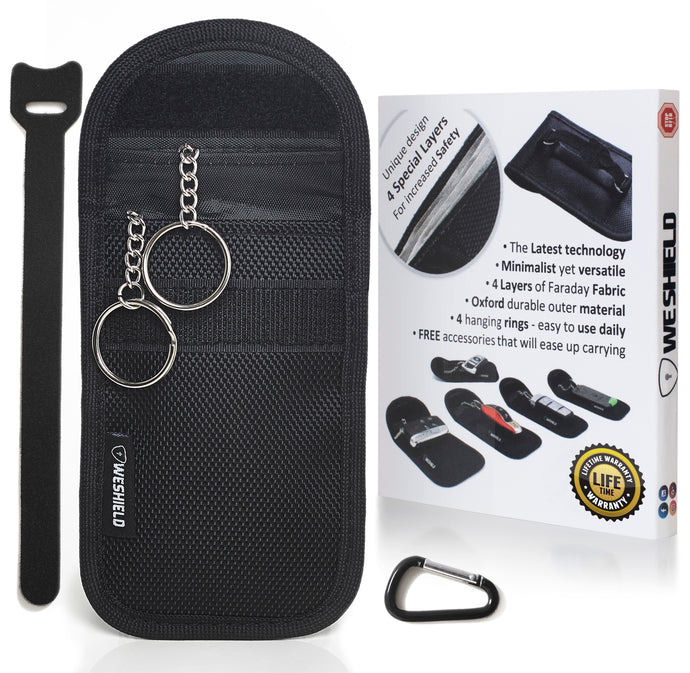 WeShield® Anti theft RFID Faraday Pouch Shield Keyless Car Key Fob Bag